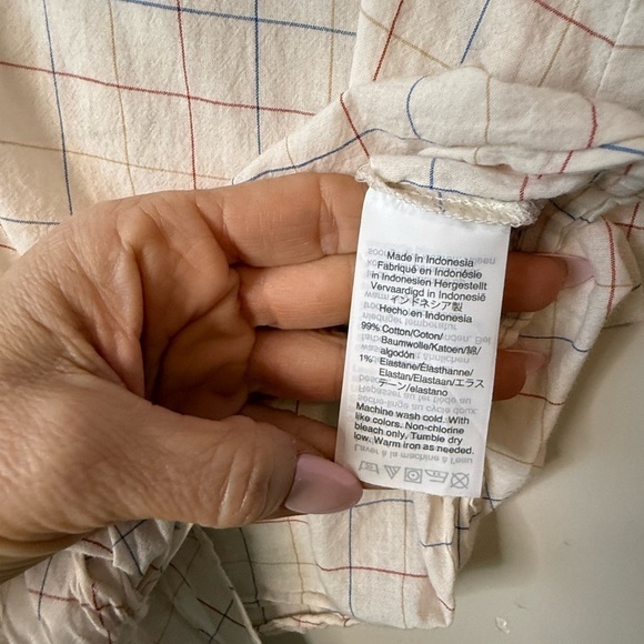 Madewell rainbow windowpane tie front  blouse size small - Picture 4 of 8